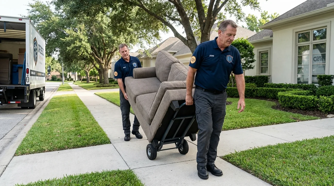 Local residential moving crew loading furniture in Rogersville, MO